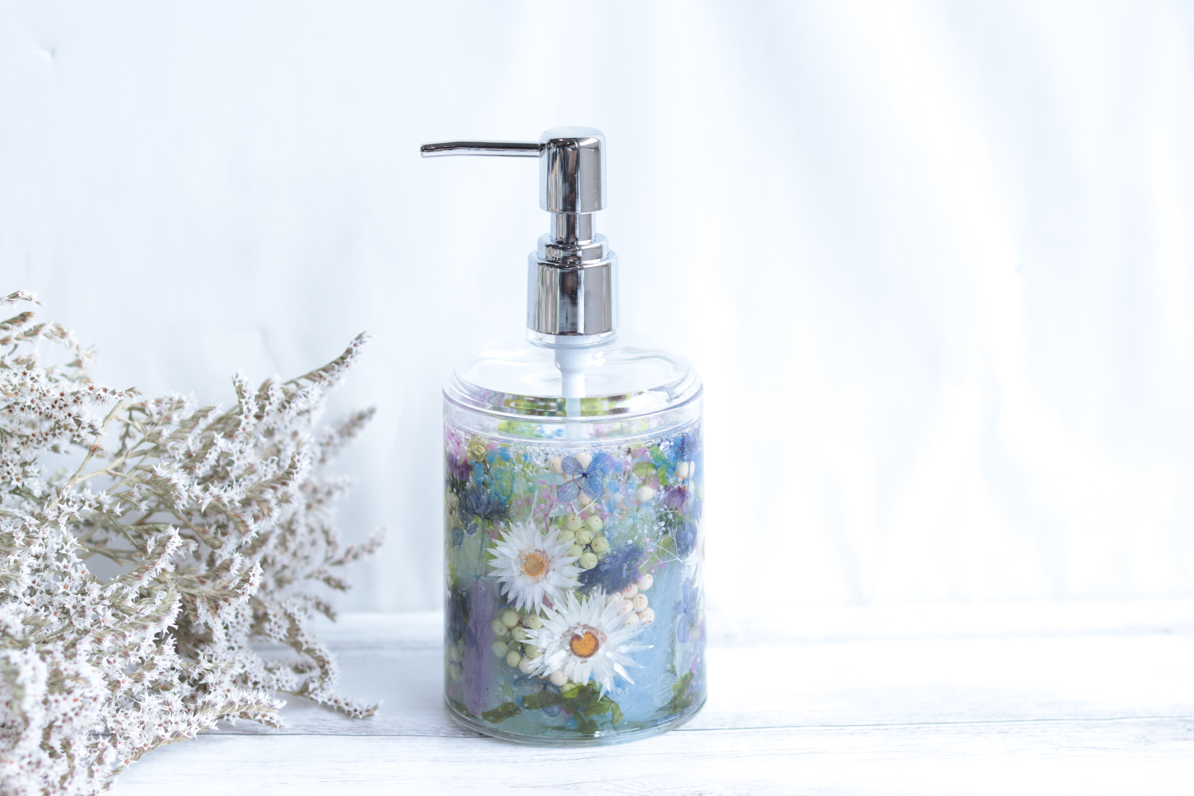 【受注製作・残り２点】3wayディスペンサー～ボタニカルブルー～＊ハーバリウム＊無料ラッピング付