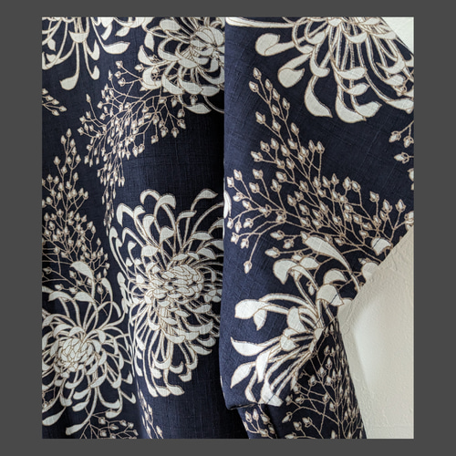 ＊茶々丸　美品　ふりふ　キクツバメ　花天井　切替ワンピース　ネイビー　和柄 和花柄切替ワンピース【Nagominosato】 | まいにちなごみ