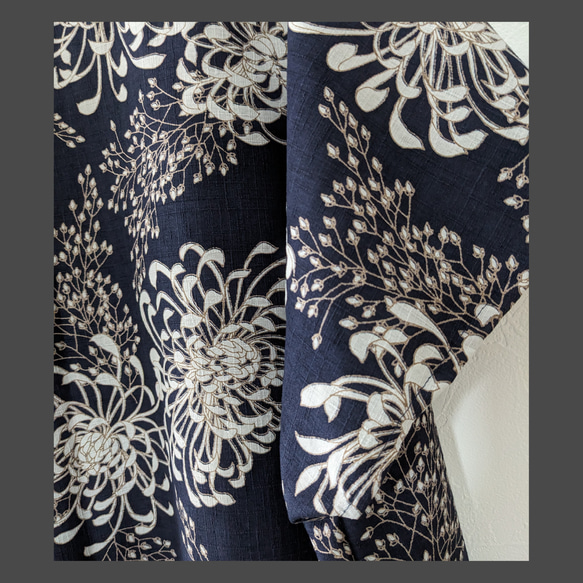 ♥和柄　ネイビー菊の花　ワンピース♥半袖　7分袖 7枚目の画像