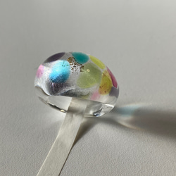 蜻蛉玉の指輪＊虹のドット〈2025-01〉 6枚目の画像