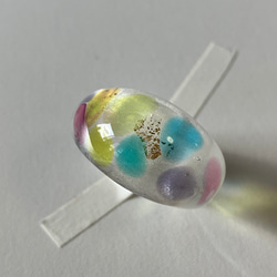 蜻蛉玉の指輪＊虹のドット〈2025-01〉 8枚目の画像