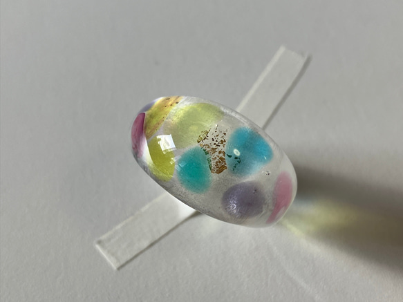 蜻蛉玉の指輪＊虹のドット〈2025-01〉 8枚目の画像