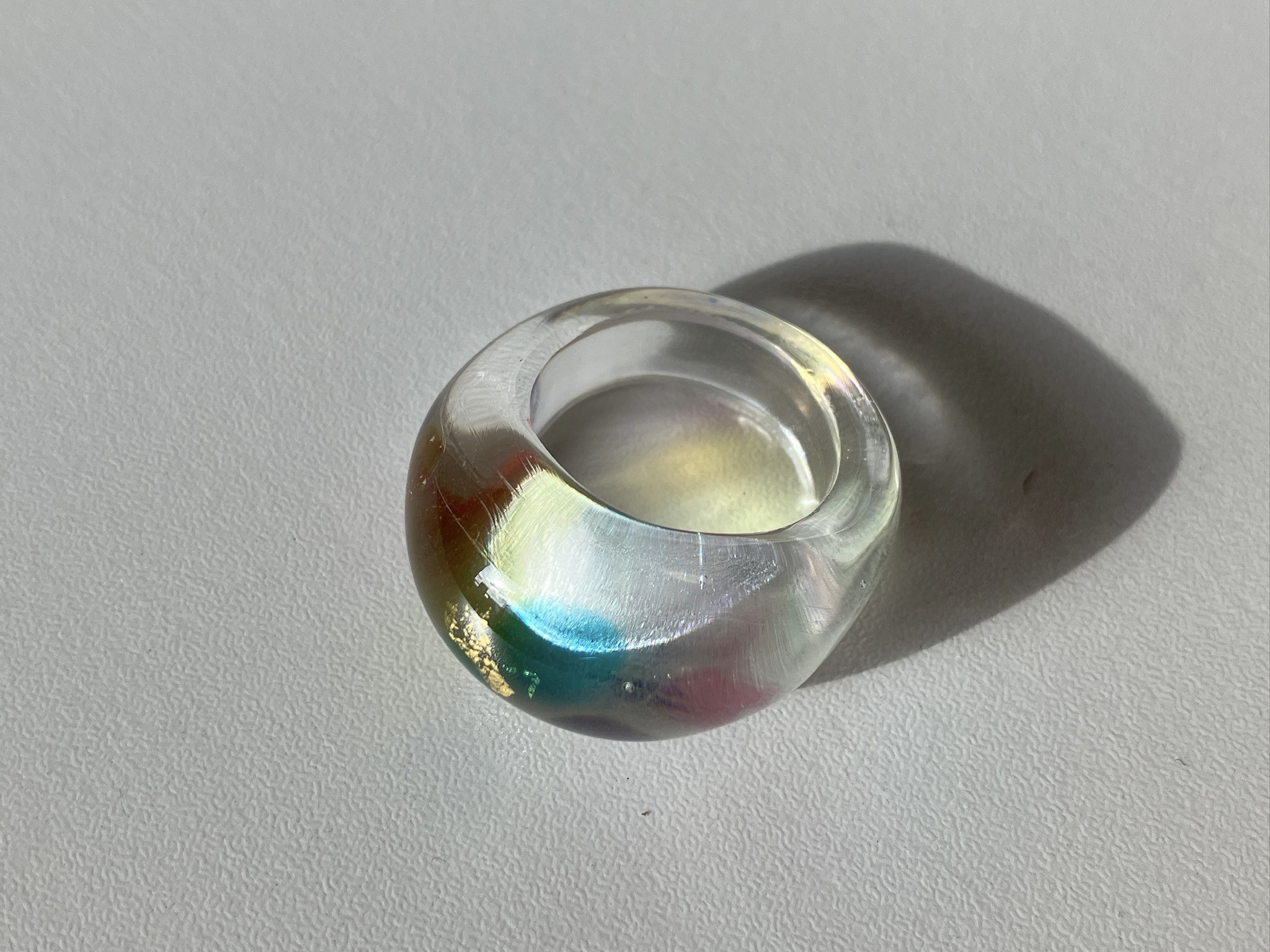 蜻蛉玉の指輪＊虹のドット〈2025-01〉