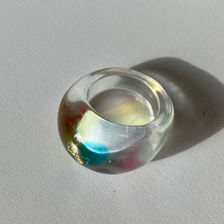 蜻蛉玉の指輪＊虹のドット〈2025-01〉 1枚目の画像