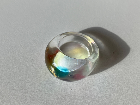 蜻蛉玉の指輪＊虹のドット〈2025-01〉 1枚目の画像
