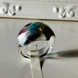 蜻蛉玉の指輪＊虹のドット〈2025-01〉 4枚目の画像