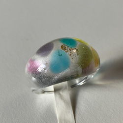 蜻蛉玉の指輪＊虹のドット〈2025-01〉 7枚目の画像