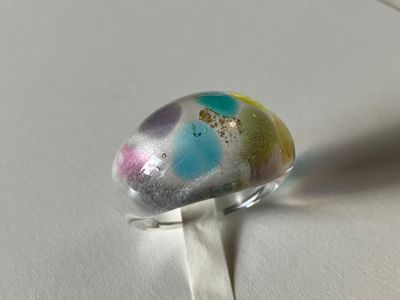 蜻蛉玉の指輪＊虹のドット〈2025-01〉 7枚目の画像