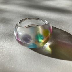 蜻蛉玉の指輪＊虹のドット〈2025-01〉 2枚目の画像
