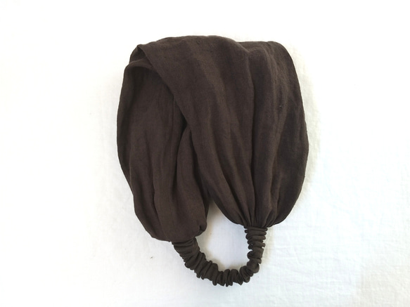 亞麻頭巾...深棕色...薄 第4張的照片