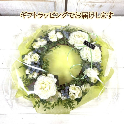 リース 完成品・当店一番人気のリース ローズホワイトリース 玄関