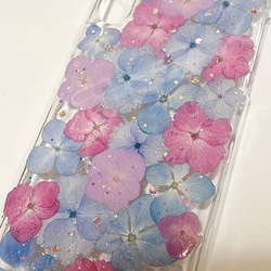 【全機種対応】紫陽花うめつくし♡押し花スマホカバー♡iPhoneもAndroidも 3枚目の画像
