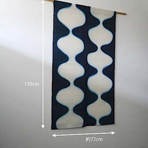 暖簾 のれん N-2913-72 半間 本麻 半間 琉球藍 72x130cm タペストリー