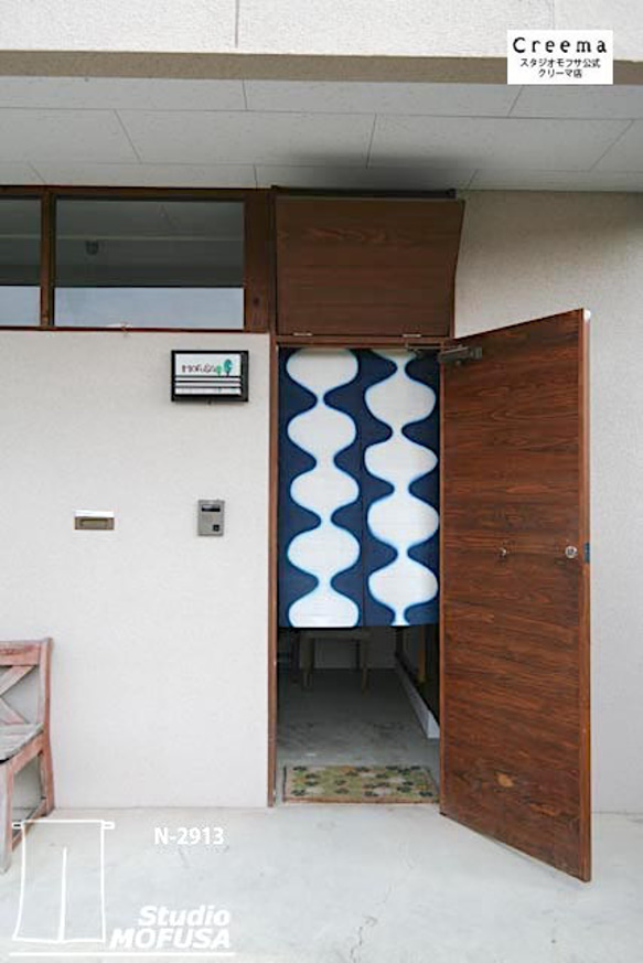 古布トレン クラジャティ のれん 暖簾 のれん N-2913-72 半間 本麻 半間 琉球藍 72x130cm タペストリー