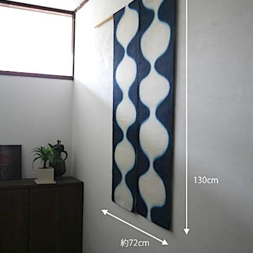暖簾 のれん N-2913-72 半間 本麻 半間 琉球藍 72x130cm タペストリー