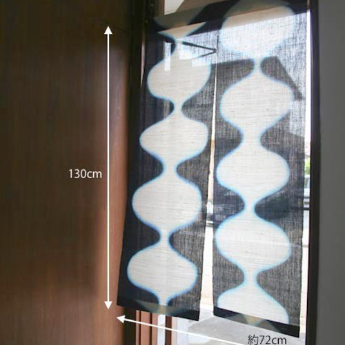 暖簾 のれん N-2913-72 半間 本麻 半間 琉球藍 72x130cm タペストリー