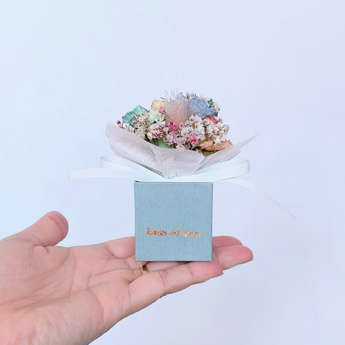ミニチュアBoxドライブーケ【Blue BOX】 ドライフラワー Lynn