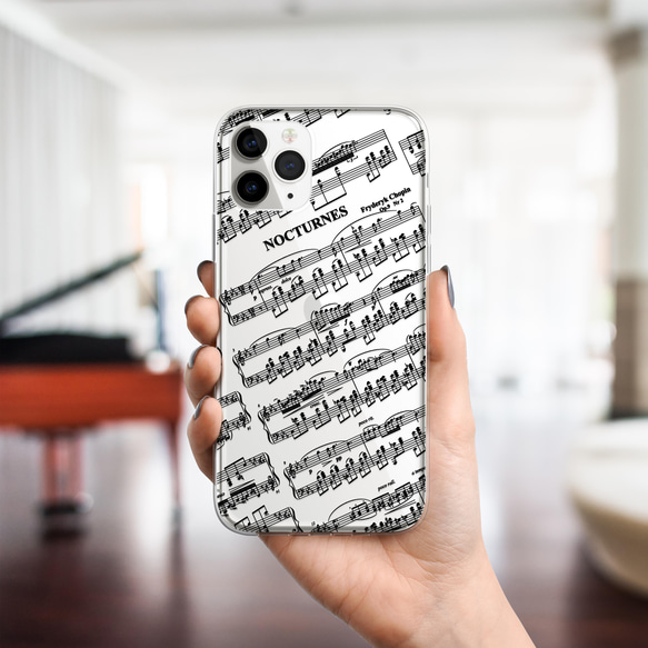 再販×9♪『ショパン ノクターン変ホ長調』iPhone/android スマホケース クリア ピアノ 音楽 音符 楽譜 4枚目の画像
