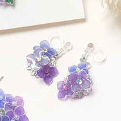 顏色會隨著溫度變化嗎？ ！繡球花銀三朵耳環 浸花 第2張的照片