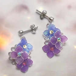 顏色會隨著溫度變化嗎？ ！繡球花銀三朵耳環 浸花 第3張的照片