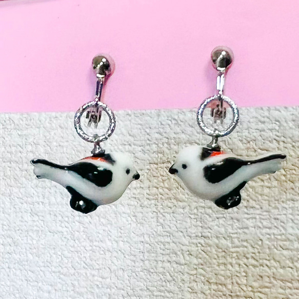 客製化 Chunkoskie 長尾山雀鳥耳環 第2張的照片