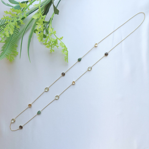 SV925+K18YGコーティング》天然石ネックレス◇スモーキークォーツ  