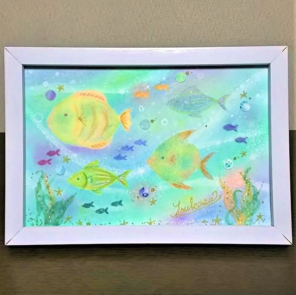 パステルアート 光に包まれた海の世界 パステル画原画 絵画 T's