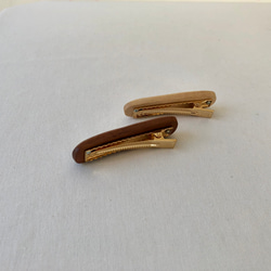 ２個セット木製ミニクリップ☆メイプル・ウォルナット☆金具色ゴールド☆CR010☆木工雑貨　 4枚目の画像