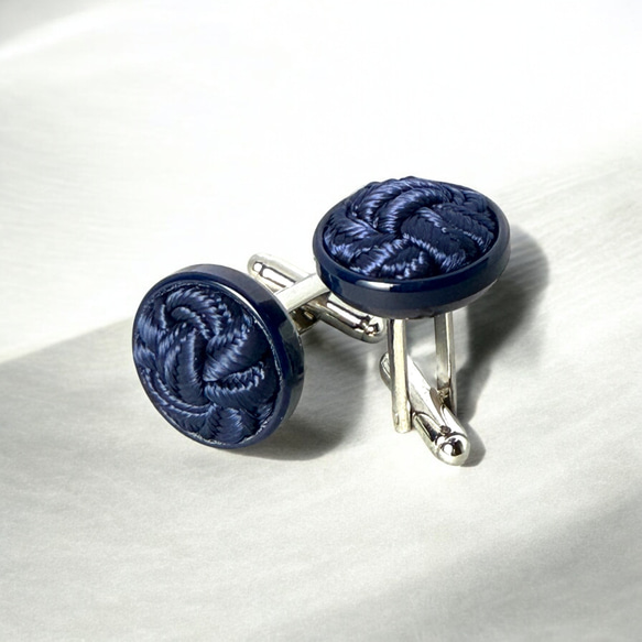 秋冬特集】藍結（あいむすび） ― 組紐のカフスボタン Advanced 089