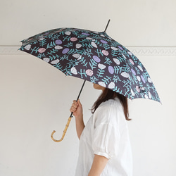 竹傘花黑 防曬防雨長傘 ALCEDO 161009 遮陽傘 雨傘 花黑色 第9張的照片