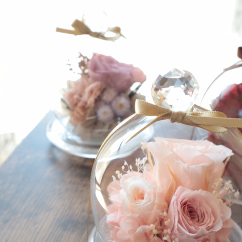 Renewal ガラスドームアレンジ プリザーブドフラワー 花咲（はなえみ