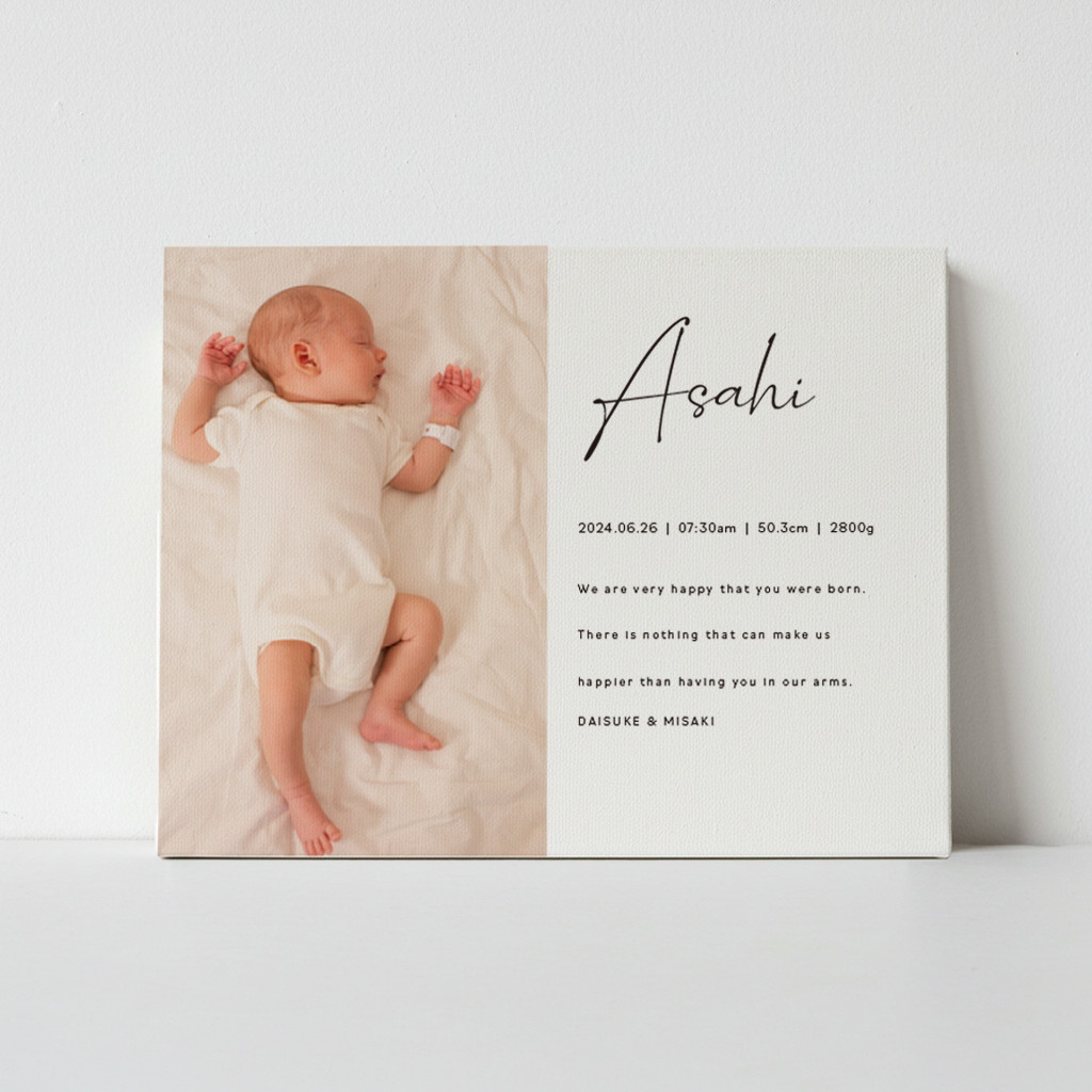 送料無料【命名書＆メッセージ】キャンバスボード｜選べる3サイズ｜ベビーポスター｜ニューボンフォト｜出産記念