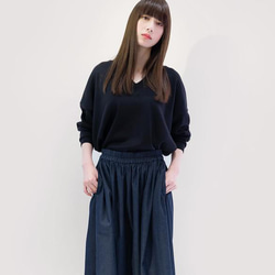 色落ちしない 岡山デニムで ずっときれいに 濃紺 ギャザー ロングスカート ●IRIS-FORTE● 11枚目の画像