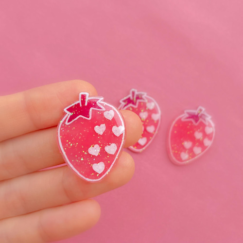 ♡ハートいちご【ヘアゴム】 イチゴ 苺 ピンク レッド 赤 かわいい