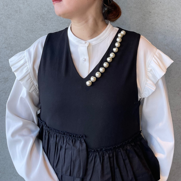 【洗える】すっきりVネック 重ね着コットンオールインワン 黒【フリー】フォーマル 卒業式 KMC-102 639225 14枚目の画像