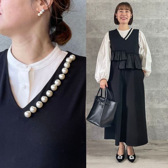 【洗える】すっきりVネック 重ね着コットンオールインワン 黒【フリー】フォーマル 卒業式 KMC-102 639225 12枚目の画像