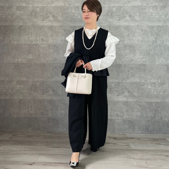 【洗える】すっきりVネック 重ね着コットンオールインワン 黒【フリー】フォーマル 卒業式 KMC-102 639225 6枚目の画像