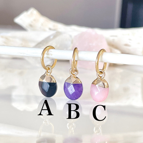 天然石ピアス 14kgf パープルアゲート スピネル 天然石ピアス 14kgf パープルアゲート スピネル