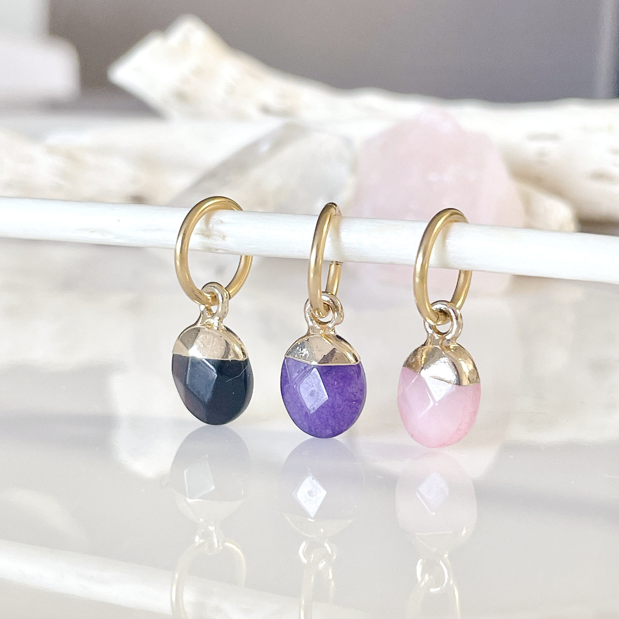 Sweet Pea 天然石　片耳フープピアス mimi33】天然石フープピアス[silver925][Sheerchic]｜アネモネ