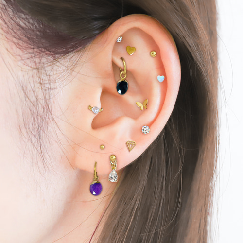 天然石 翡翠 クリッカーリング ボディピアス フープ ネックレストップ