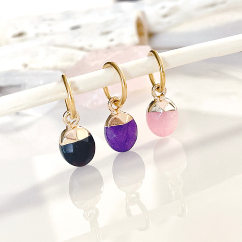 天然石 翡翠 クリッカーリング ボディピアス フープ ネックレストップ