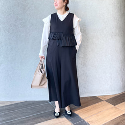 ラスト①【洗える】大粒パールすっきりVネックオールインワン 黒【フリー】入学式 フォーマル KMC-101 126660 14枚目の画像