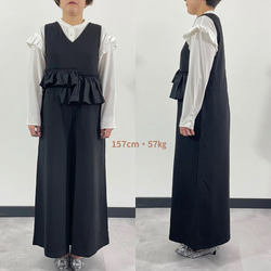 ラスト①【洗える】大粒パールすっきりVネックオールインワン 黒【フリー】入学式 フォーマル KMC-101 126660 13枚目の画像