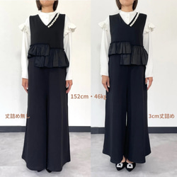 ラスト①【洗える】大粒パールすっきりVネックオールインワン 黒【フリー】入学式 フォーマル KMC-101 126660 11枚目の画像