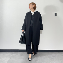 ラスト①【洗える】大粒パールすっきりVネックオールインワン 黒【フリー】入学式 フォーマル KMC-101 126660 5枚目の画像