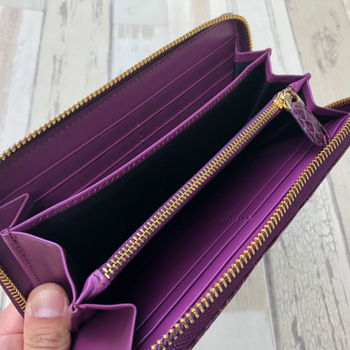 クロコダイル 財布 ワインパープル No604 シャイニングクロコ