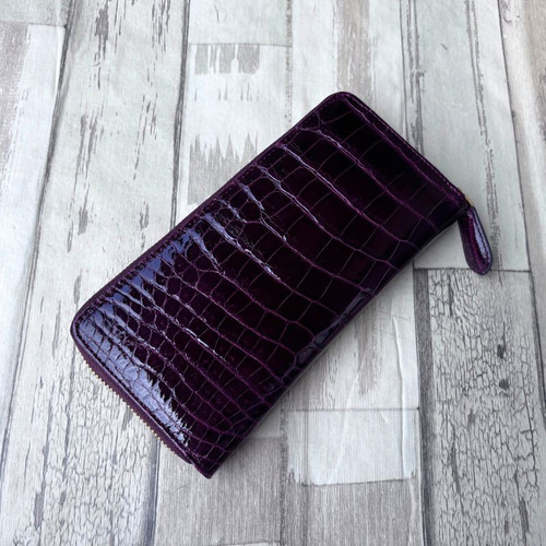 クロコダイル 財布 ワインパープル No604 シャイニングクロコ