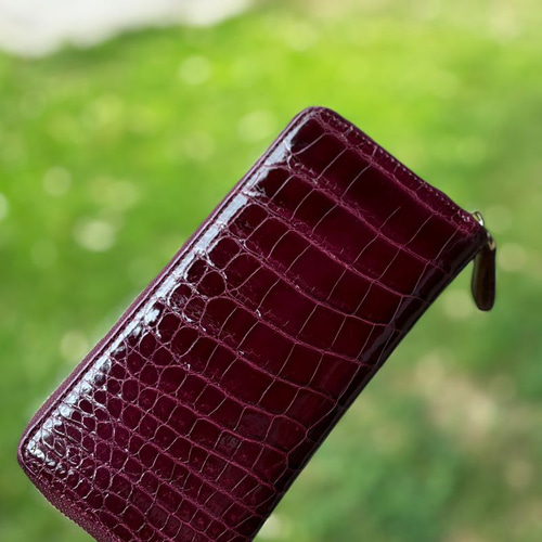 クロコダイル 財布 ワインパープル No604 シャイニングクロコ