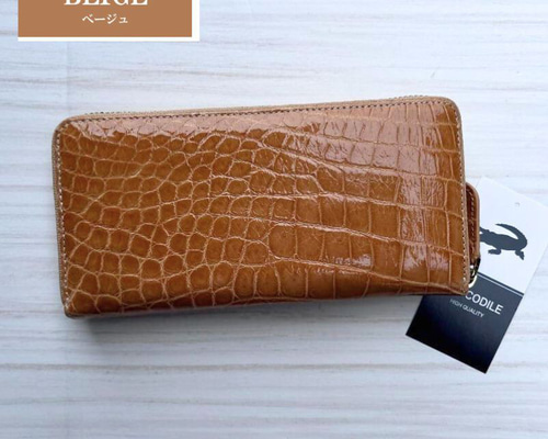 クロコダイル 財布 ベージュ ホワイト No1104 シャイニング