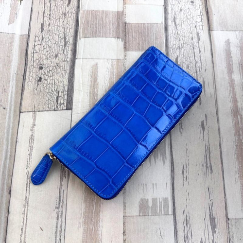 クロコダイル 財布 ブルー No1306 シャイニングクロコ レディース
